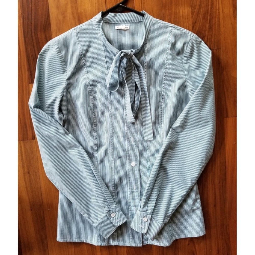 Club Monaco Striped Pussy Bow Blouse